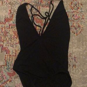 Backless plunging v neck body suit